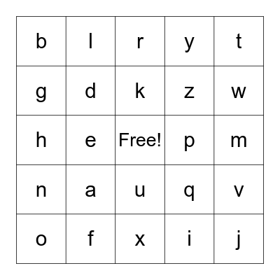 Letter Sounds Bingo Card