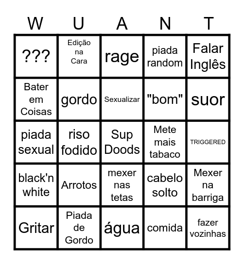 Wuant Bingo Card