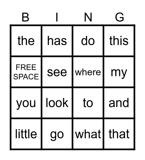 ARI'S SIGHT WOLRDS GAME 2 Bingo Card
