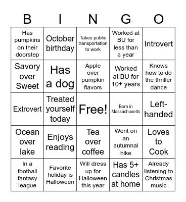 DOM Halloween Bingo Card