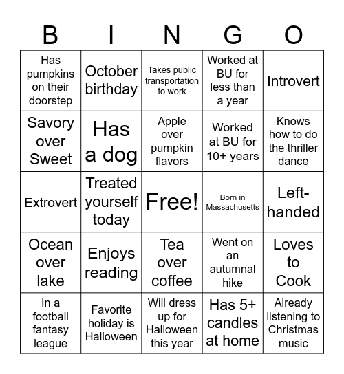 DOM Halloween Bingo Card