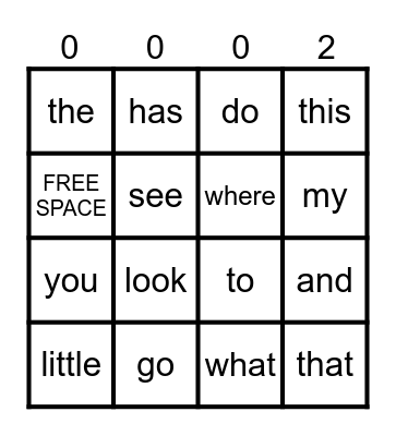 ARI'S SIGHT WOLRDS GAME 2 Bingo Card