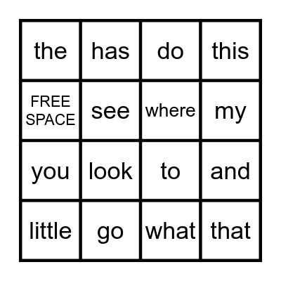 ARI'S SIGHT WOLRDS GAME 2 Bingo Card