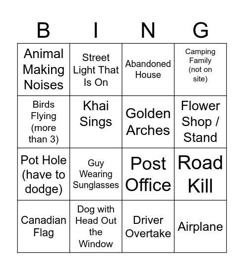 Abbie Bingo Card