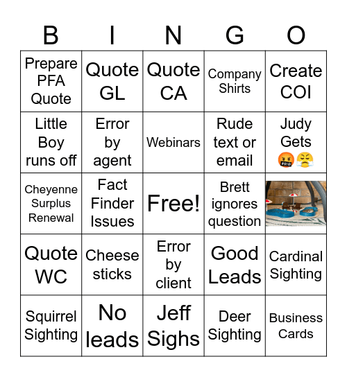 Daily Insurance Bingo Card