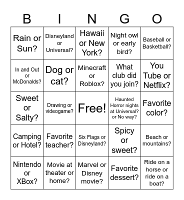 Social Skills Bingo #1 Bingo Card