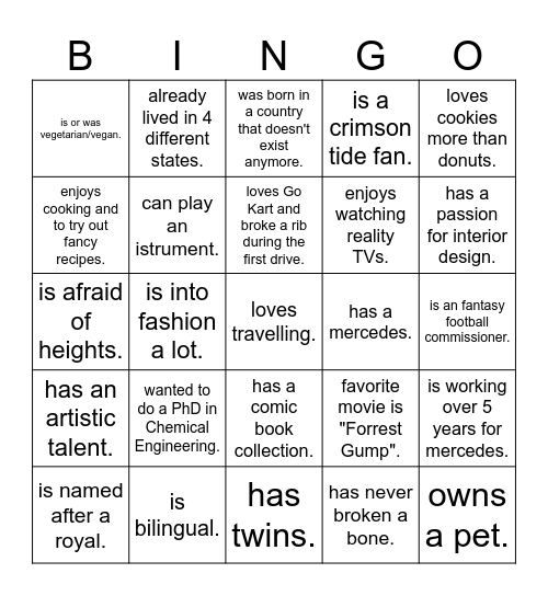 Find someone who('s)... Bingo Card