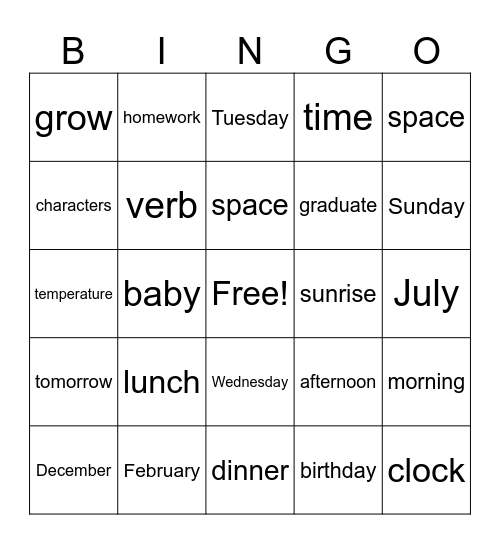 SOAR - Unit 4-5 Vocabulary Bingo Card