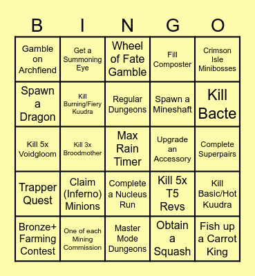 Hypixel Skyblock BINGO Card
