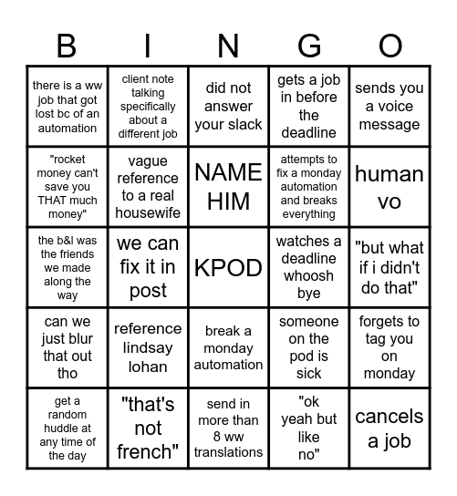 KPOD Halloween Bingo Card