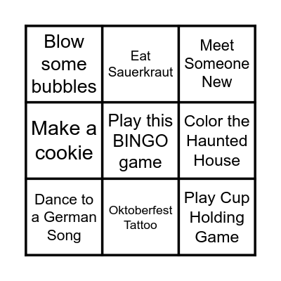 Kids Oktoberfest Bingo Card