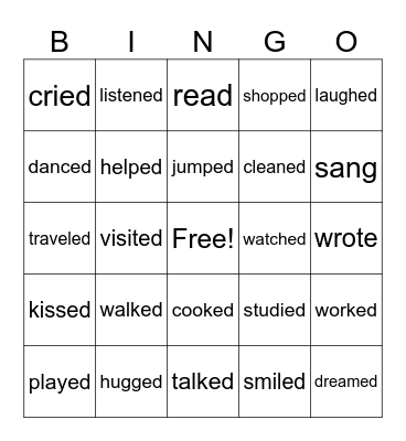 Past Tense Verbs Bingo Card