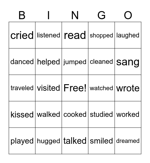 Past Tense Verbs Bingo Card