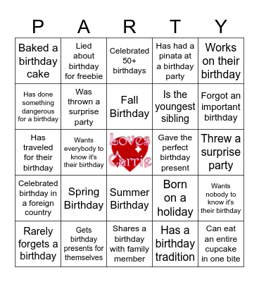 Birthday Bingo! Bingo Card