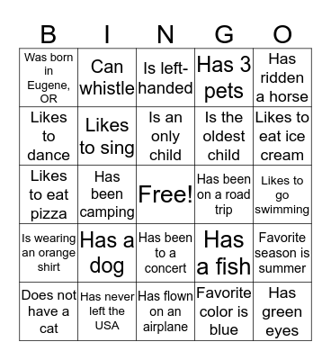 Find someone who... Bingo Card