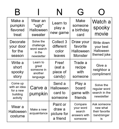 Boo-Season Bingo! Bingo Card