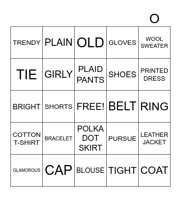 CLOTHES AND STYLES BINGO Card