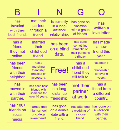 Find someone who Bingo Card