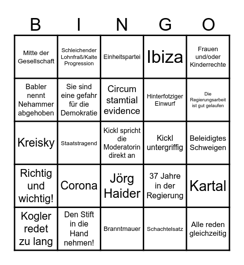 DIE WAHL Bingo Card