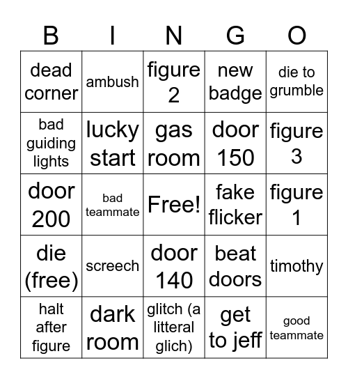 f2 Bingo Card