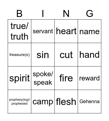26th Sunday in OT year B Bingo Card