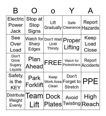BOOYA BINGO Card