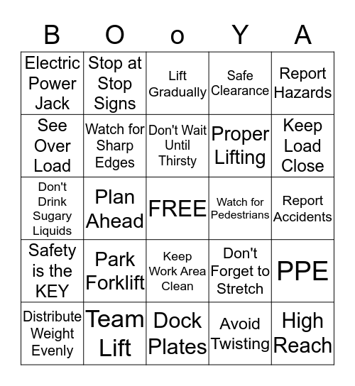 BOOYA BINGO Card