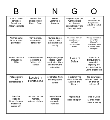 Writing Center & PLS Leader's Hunt for Knowledge Bingo Card