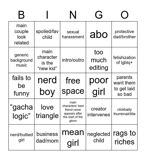 GLMM/GCMM bingo Card