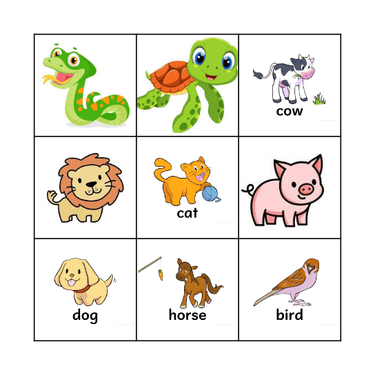 Animales Bingo Card