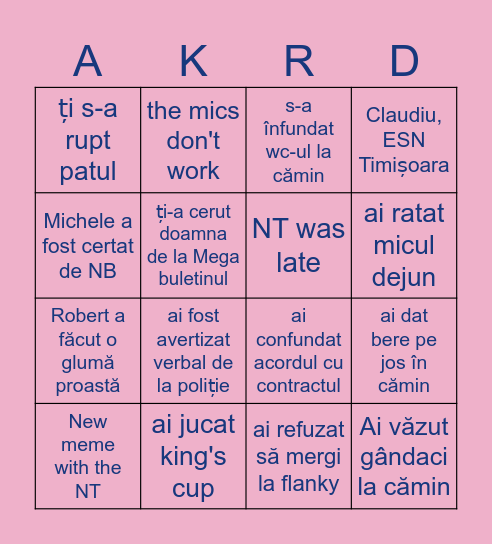 NA refugiații Bingo Card