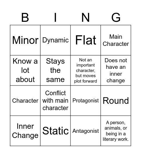 Character Bingo Card