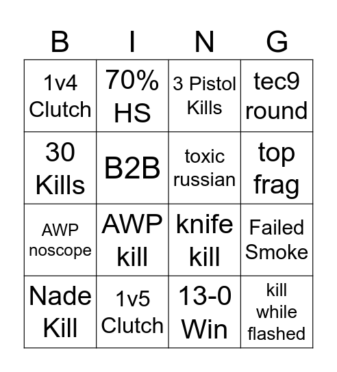 CS2 Bingo Card