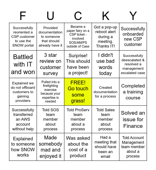 Cloud Ops Bingo Card