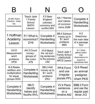 MALCOLM 9/30 to 10/4 Bingo Card