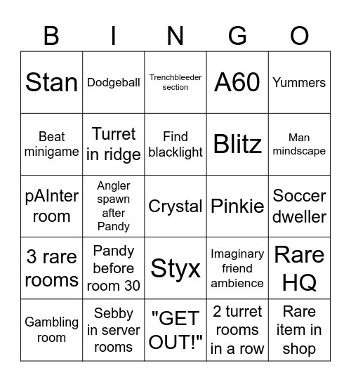 Pressure Bingo!! Bingo Card