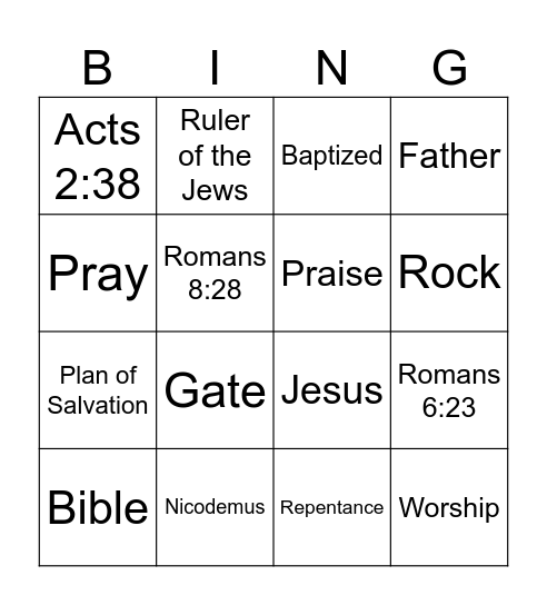 Saturday School Bingo Card