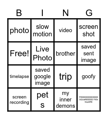 photo roll bingo Card