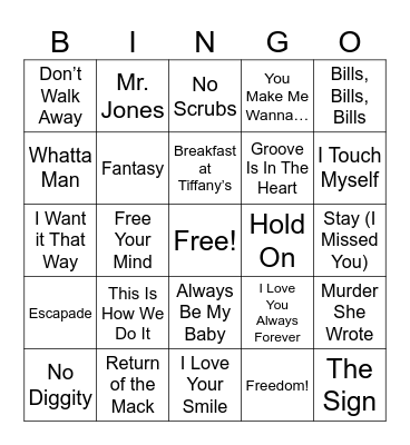 90s Pop! Bingo Card