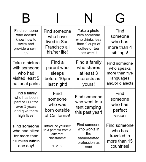 2024 LFP Annual Picnic Bingo Card