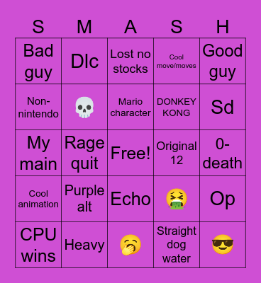 Smash bingo Card