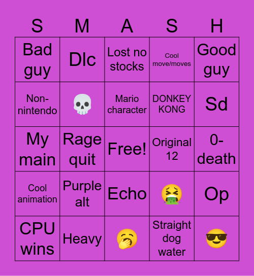 Smash bingo Card