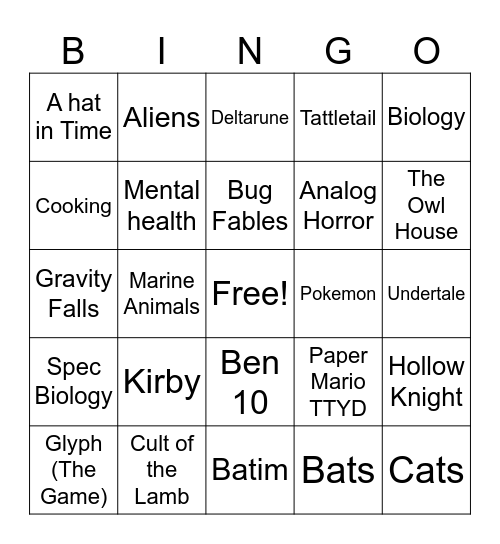 BINGO Card