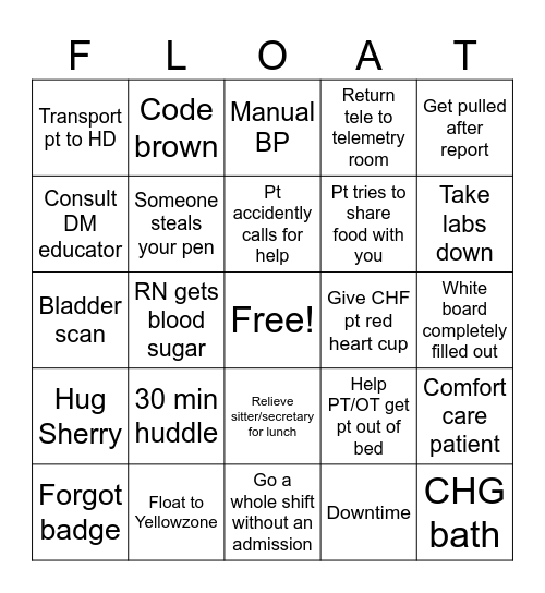 CP Float Pool Bingo Card