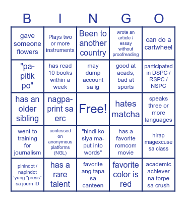 The Epistles 2024 - 2025 Bingo Card