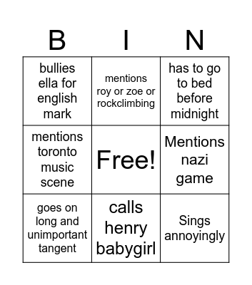 George Bingo Card