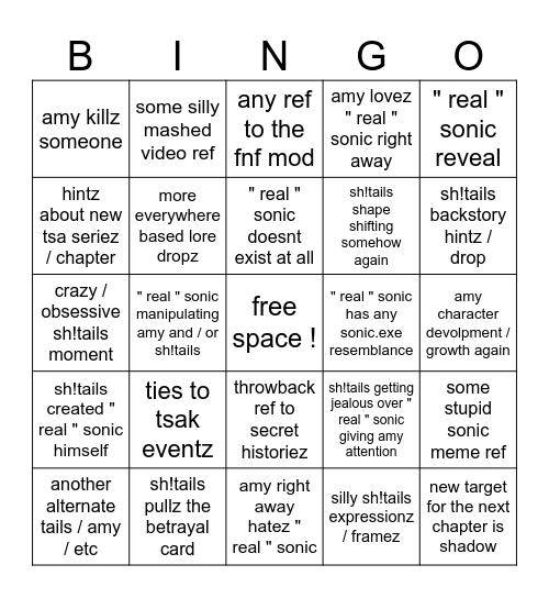 Theres Something About Amy New Ep Bingo :3 Bingo Card