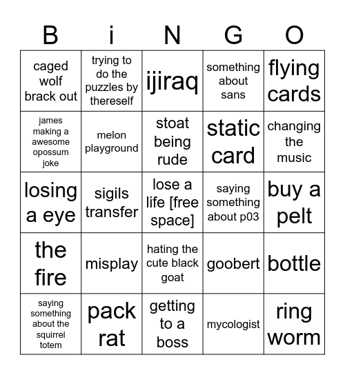 inscryption bingo Card