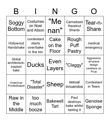 GBBO Bingo Card