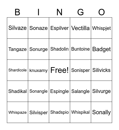 Sonic Ships (JCR Edition) Bingo Card